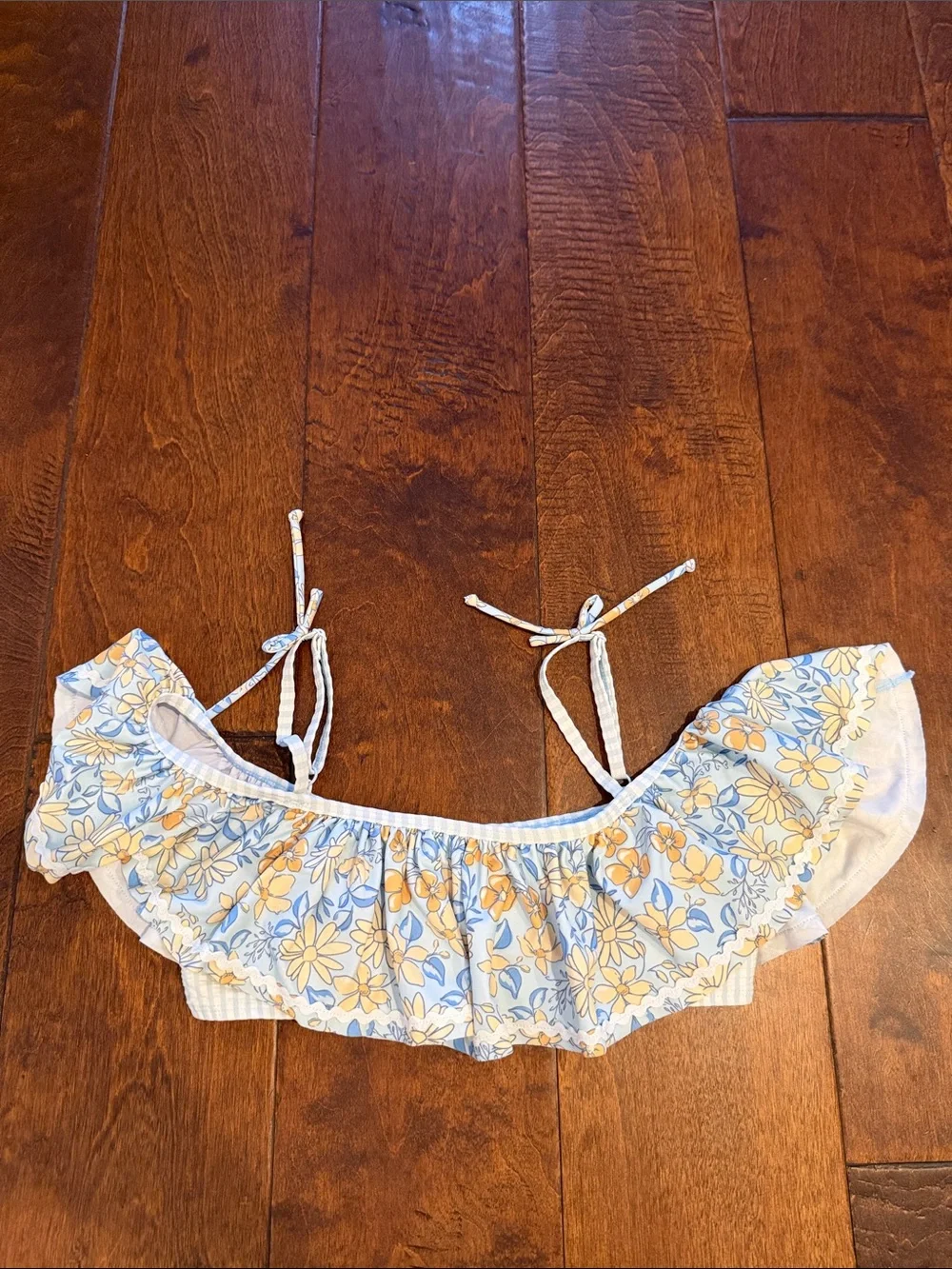 Tommy Bahama Blue & Yellow Floral Ruffle Bikini Set